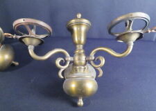 1870-80 Matched Pair Fancy Cast Brass Early Gas Double Arm Wall Mount Sconces picture