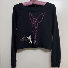 DISNEY Couture Tinkerbell Black Crop Shirt Sweatshirt with Bling picture