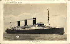 United States Lines Steamship S.S. Leviathan 1927 Ship Cancel Vintage Postcard picture