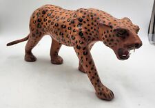 LEOPARD Large Statue Safari Decor Figure Hand Made Leather Wrapped picture