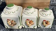 3 Vintage 1953 California Sierra Vista Rooster Canister/Cookie Jars picture