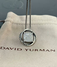 David Yurman Sterling Silver 14mm Infinity Pendant & Pave Diamonds Necklace 18' picture
