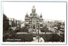 1914 City Hall Building Clock Tower Winnipeg Manitou Canada RPPC Photo Postcard picture