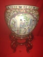 Vintage Chinese Famille Rose Fish Bowl Planter. Hand painted. picture