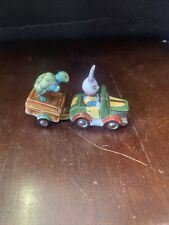 limoges peint main trinket box rabbit easter car pulling tailer cart W/turtle  picture
