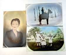 Antique Photos of a Woman, a Woman & Child on a Horse, & Children Playing a Game picture