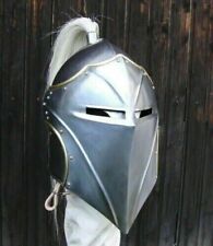Medieval 18 Gauge Steel Fantasy Helmet Barbuta Helmet With Plume picture