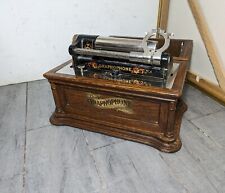 As is - Antique Columbia Cylinder Graphophone Oak Wood Case Phonograph picture