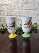 2 Vintage Fred Roberts Pedestal Bird Mugs Cups picture