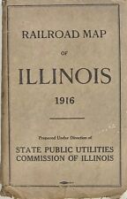 Railroad Map Of Illinois 1916  Huge Fold Out State Public Utilities picture