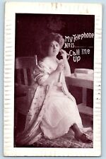 Chicago Illinois IL Postcard Pretty Woman My Telephone No. Is Call Me Up c1910's picture