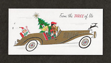UNUSED '50s-60s LADY Family CAR Gifts TREE Vtg Hallmark SLIM JIMS Christmas Card picture