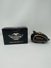 Vintage Harley Davidson mini hog Black/Gold Ceramic Piggy Bank, With Box picture
