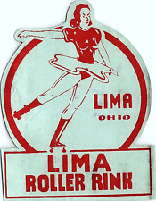 Original Vintage 1940s Roller Skating Rink Sticker Label Lima OH s19 picture