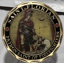 * St Florian Patron of Firefighters Challenge Coin with Fireman Badge on Reverse picture