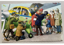 ALFRED MAINZER CAT POSTCARD #4996 AIRPLANE WELCOME HOME KISS VINTAGE picture