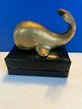 Vintage Penco Solid Brass Whale Paperweight Desk Office 3 1/4