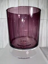 Crate And Barrel Amethyst Footed Bowl Vase Hurricane Candle Holder 5.5 Inch picture