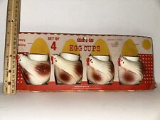 Set of 4 Vintage Plastic Chick-A-Dee Easter Chicken Egg Cup Holders picture
