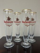 Budweiser Glassware Set Of 4, Gold Trim 10” Tall picture