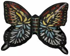 Ceramic Butterfly Handmade Glazed Signed Art 5x5” Decor Vintage VTG picture