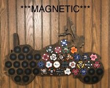 Magnetic Harley Poker Chip Display Motorcycle Dark Walnut Holds 46 Chips picture