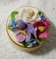 Crown Staffordshire Fine Bone China England Porcelain Floral Bouquet Trinket Box picture