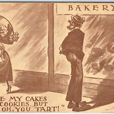 c1910s Nash Art Wife Jealous Man Admires Cookies Cake Bakery Comic Postcard A80 picture