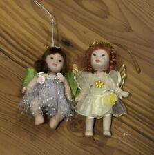 Antique Porcelain Doll Christmas Ornament Mini Girl Angel & Fairy 4” picture