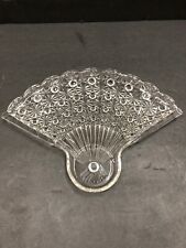 Vintage Antique  clear art deco Pressed Cut Glass Fan Vanity Perfume  Tray picture