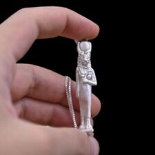 RARE ANCIENT EGYPTIAN ANTIQUE Goddess Sekhmet as Amulet and Chain Of Pure Silver picture