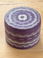 Vintage Hand Painted Wood Trinket Box With Lid Purple And White 2