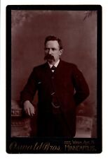 C. 1880s CABINET CARD OSWALD BROS HANDSOME MAN WITH MUSTACHCE MINNEAPOLIS MINN. picture