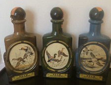 Set of 3 Vintage Jim Beam Whiskey Decanter Bottles - Artist James Lockhart picture