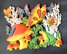 Vintage Homco Frogs Mushrooms Butterflies Wall Decor  Hanging  Art  MCM  70s picture