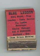 Blue Lagoon Portland Oregon Emil Wahl 632 E. Burnside Antique Matchbook D-6 picture