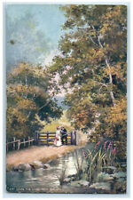 c1910 Just Down Lane Over The Stile Illustrated Songs Oilette Tuck Art Postcard picture