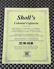 Sholl's Colonial Cafeteria Menu Washington DC Restaurant 1928-2001 K Street picture
