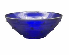 VTG MCM Blenko Cobalt BLUE Brutalist Style Large Glass Bowl 10.25” X 4'' EUC picture