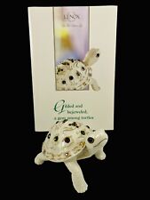 LENOX Woodland Jewels Turtle Ivory Porcelain Gem Cut Crystals Figurine picture