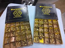  2 Vintage Weatherhead Automotive Brass Fittings & Metal Display Cases picture