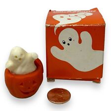 Vintage Avon BOO Halloween Littlest Pomette Ghost In Pumpkin Wax 1983 picture