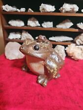 Vintage Japanese Shigaraki Ware Lucky Frog Ceramic Figurine Large picture
