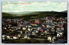 Postcard WV Clarksburg Birds Eye View Town Home Residences Streets Hills L1 picture