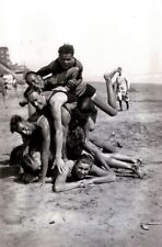 Stack of young men at the beach 1920s snapshot gay man's collection 4x6  picture