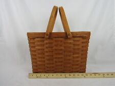 Longaberger 2 Handle Basket/Tote-Woven Wood-15.5” x 11” x 9”-LAR 1988 On Bottom picture