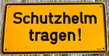 12” German Tin Sign Protective Helmet Danger Warning Prohibited VTG RARE picture