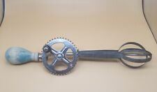 Antique A&J Manual Hand-Held Wooden Handle Egg Beater Mixer USA Metal 1923 picture