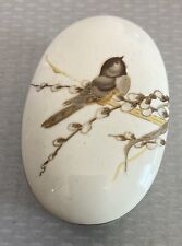 Vintage Otagiri Porcelain Trinket Box Gibson Greetings Design Bird on Branch 3