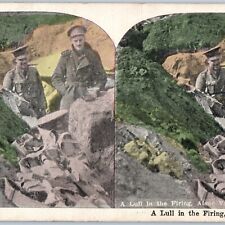c1910s WWI Aisne Valley, France Lull Trench Stereoview Army Officer Military V34 picture